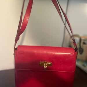 Red shoulder purse